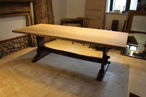 TABLE REFECTORY FRENCH MONASTIC SCRUB TOP OAK FARMHOUSE C1920 - ADDITIONAL PHOTO 11