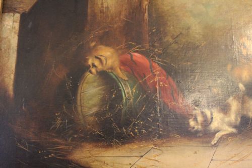 FRANK WORMALD CASSELL 18621908 OIL ON CANVAS TERRIERS C1890 - ADDITIONAL PHOTO 1