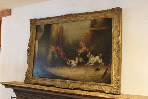 FRANK WORMALD CASSELL 18621908 OIL ON CANVAS TERRIERS C1890 - ADDITIONAL PHOTO 7