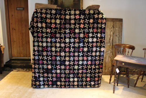 QUILT RARE VICTORIAN TEXTILE STAR PATTERN SILK VELVET PATCHWORK POSSIBLY AMERICAN C1850 - ADDITIONAL PHOTO 7