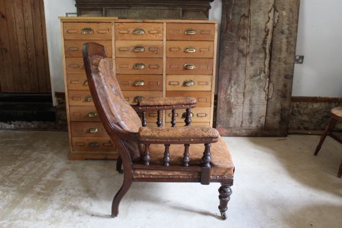 CHAIR WONDERFUL VICTORIAN LEATHER ARMCHAIR WALNUT C1880 - ADDITIONAL PHOTO 9