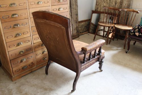 CHAIR WONDERFUL VICTORIAN LEATHER ARMCHAIR WALNUT C1880 - ADDITIONAL PHOTO 10
