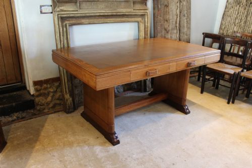 DESK RARE ART DECO WALNUT FORMERLY BODLEIAN LIBRARY OXFORD UNI C1925