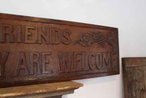 ARTS AND CRAFTS CARVED MOTTO SIGN SOLID OAK C1890 - ADDITIONAL PHOTO 7