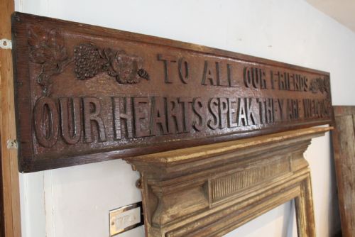 ARTS AND CRAFTS CARVED MOTTO SIGN SOLID OAK C1890 - ADDITIONAL PHOTO 8