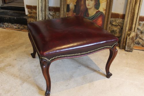 fig 2. Stool fine Victorian Walnut & Ox blood leather c1870