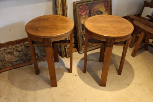 tables rare pair oak heal son side lamp hall c1920 - CATEGORY: ANTIQUE TABLES - DATED 1920