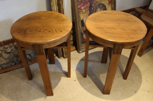 TABLES RARE PAIR OAK HEAL SON SIDE LAMP HALL C1920 - ADDITIONAL PHOTO 2