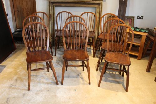 CHAIRS RARE SET OF 10 EDWARDIAN ELM WINDSOR C1910 - ADDITIONAL PHOTO 2