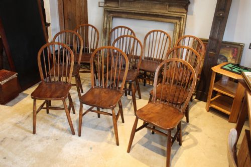 CHAIRS RARE SET OF 10 EDWARDIAN ELM WINDSOR C1910 - ADDITIONAL PHOTO 8