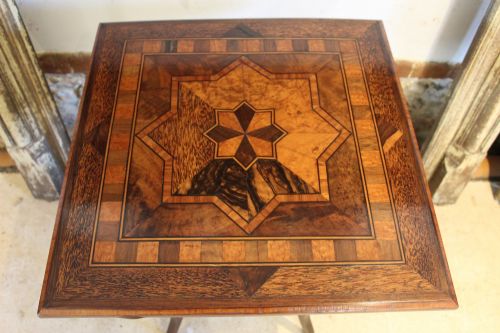 TABLE RARE WEST INDIAN SPECIMEN WOOD MARQUETRY C1870 - ADDITIONAL PHOTO 1