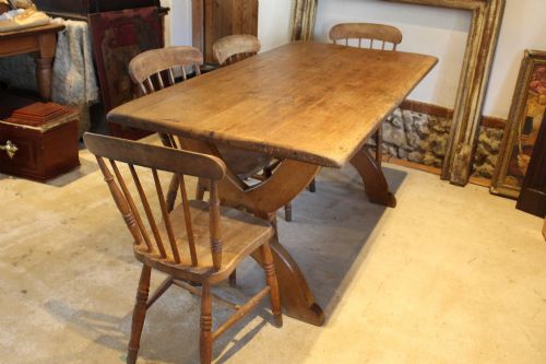 TABLE OAK ARTS CRAFTS REFECTORY FARMHOUSE DINING TABLE C1900 - ADDITIONAL PHOTO 2