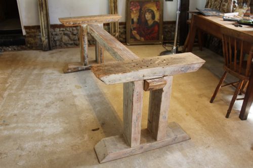 TABLE LARGE 12 SEATER INDUSTRIAL ORIGIN REFECTORY FARMHOUSE DINING TABLE C1910 - ADDITIONAL PHOTO 1