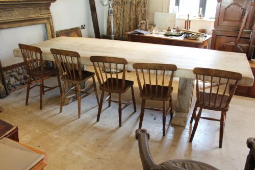 TABLE LARGE 12 SEATER INDUSTRIAL ORIGIN REFECTORY FARMHOUSE DINING TABLE C1910 - ADDITIONAL PHOTO 3