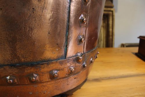 VICTORIAN COPPER COPPER LOG BIN PLANT POT LARGE C1870 - ADDITIONAL PHOTO 3