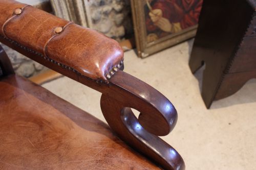 CHAIR FINE WILLIAM IV LEATHER RECLINING ARMCHAIR C1830 - ADDITIONAL PHOTO 4