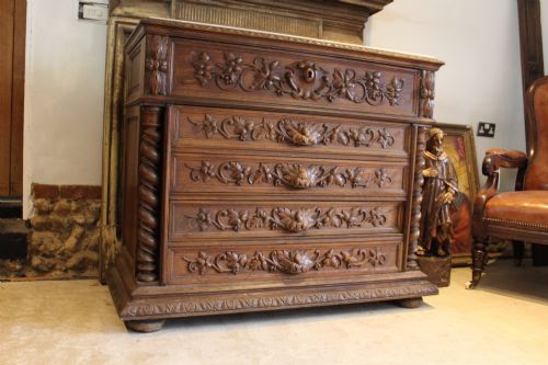 CHEST OF DRAWERS FINE VICTORIAN PERIOD FRENCH CARVED OAK C1880 - ADDITIONAL PHOTO 5