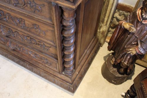 CHEST OF DRAWERS FINE VICTORIAN PERIOD FRENCH CARVED OAK C1880 - ADDITIONAL PHOTO 14