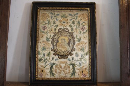 VERY RARE 17TH CENTURY SILK EMBROIDERY PANEL C1690