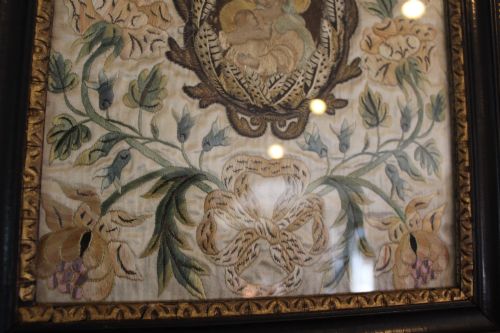 VERY RARE 17TH CENTURY SILK EMBROIDERY PANEL C1690 - ADDITIONAL PHOTO 8