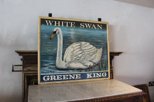 Sign Unique Pub Sign from White Swan Cambridge by Arthur John Hardy Metal