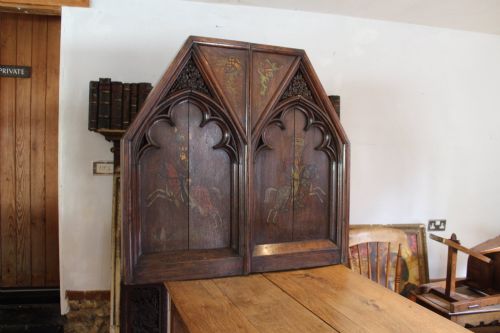 Rare Carved Oak Polychrome Architectural Panel from Costessey Hall, Norfolk C1800