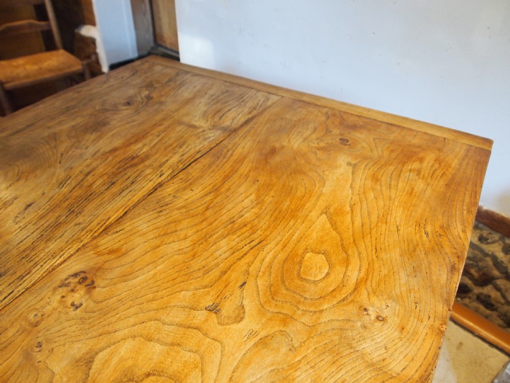 Table refectory farmhouse dining rare Elm c1900 View VI