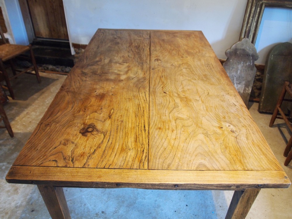 Table refectory farmhouse dining rare Elm c1900 View VII