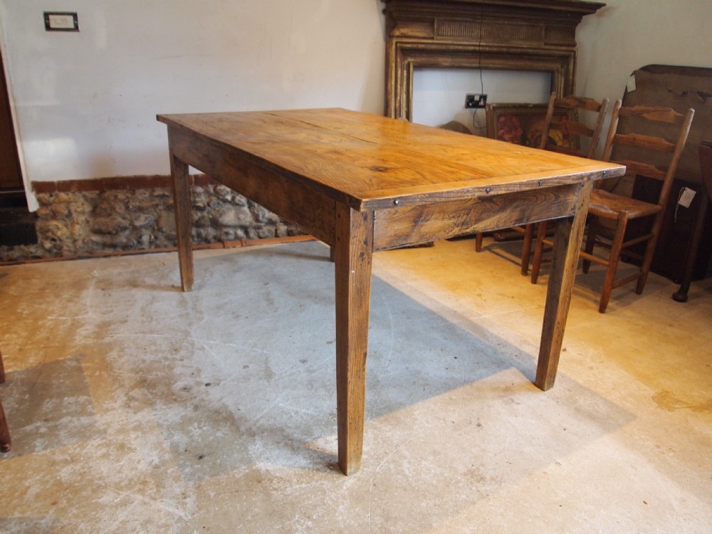 Table refectory farmhouse dining rare Elm c1900 View VIII