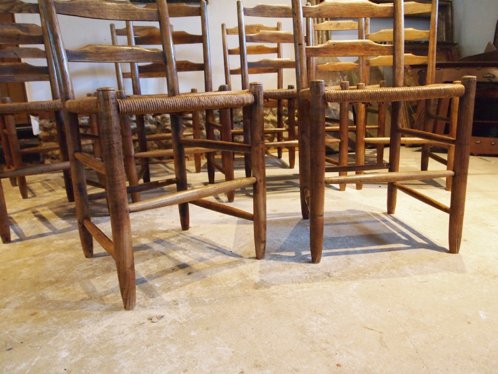 Chairs rare set of 10 Arts and Crafts Gardiner Clissett chairs c1910 View VIII