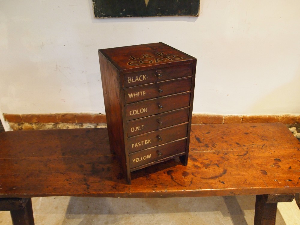 Chest of drawers rare factory J P Coats haberdashery c1890