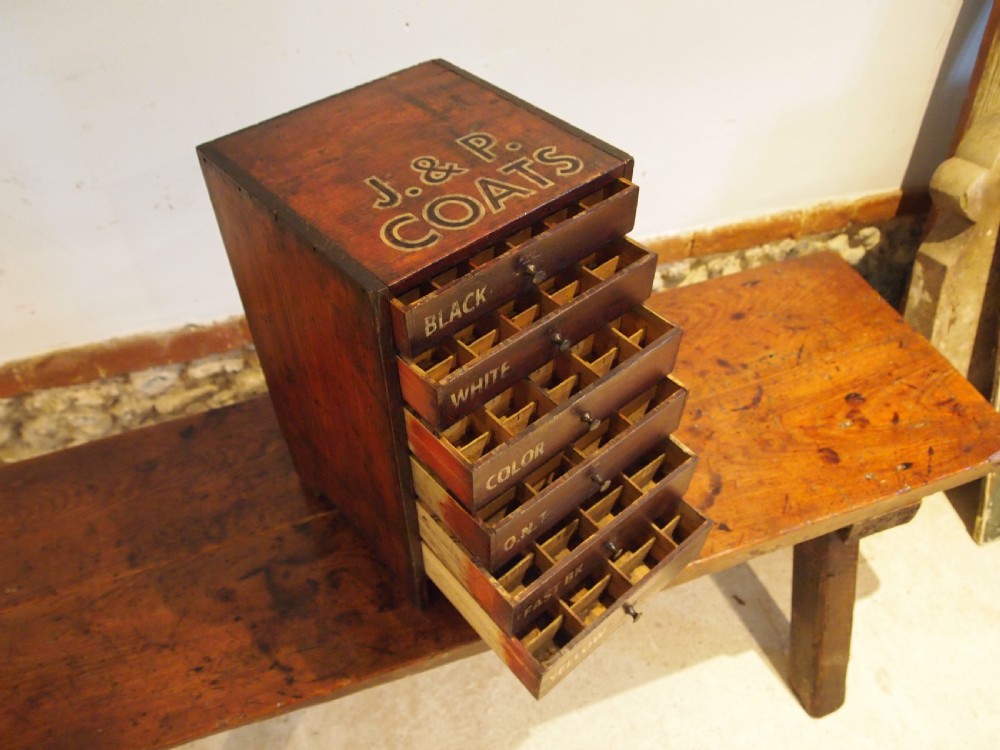 Chest of drawers rare factory J P Coats haberdashery c1890 View V