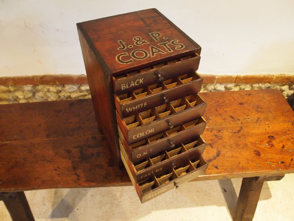 Chest of drawers rare factory J P Coats haberdashery c1890 View VIII