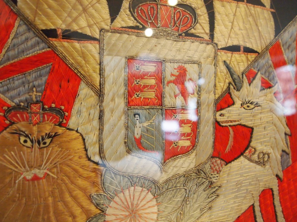 Fine folk art Victorian silk work Sailors picture c1880 View III