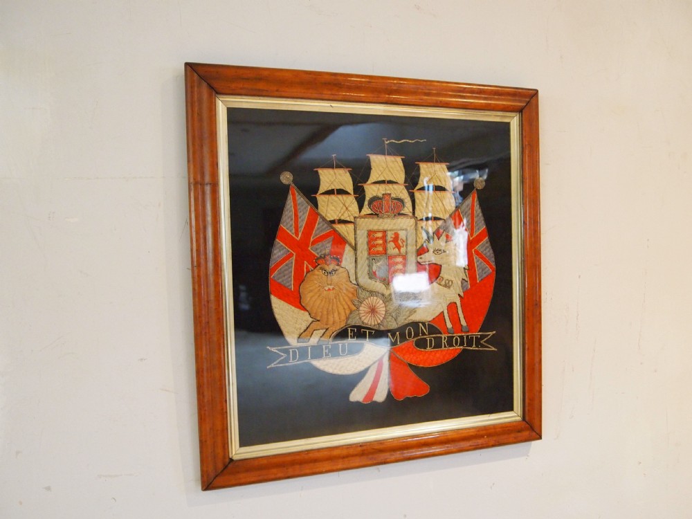 Fine folk art Victorian silk work Sailors picture c1880 View VIII
