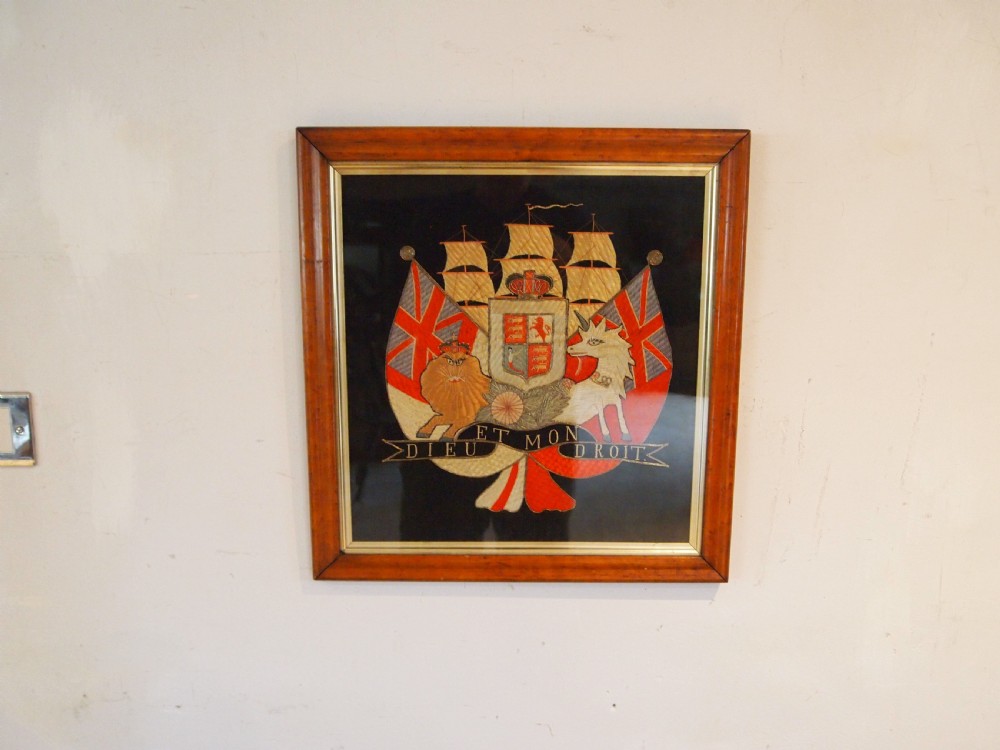 Fine folk art Victorian silk work Sailors picture c1880 View IX