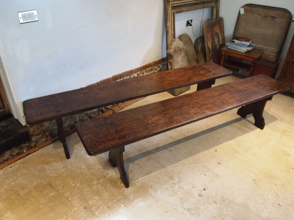Benches fine pair of Victorian Oak refectory settles c1890 View III