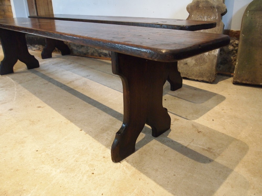 Benches fine pair of Victorian Oak refectory settles c1890 View V