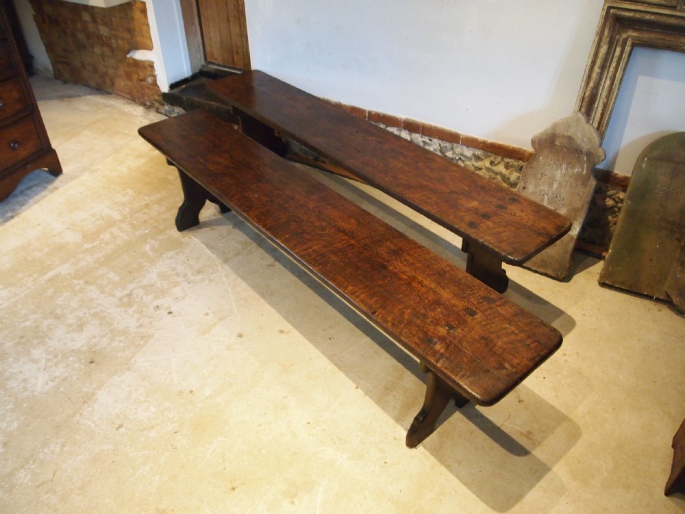 Benches fine pair of Victorian Oak refectory settles c1890 View VII