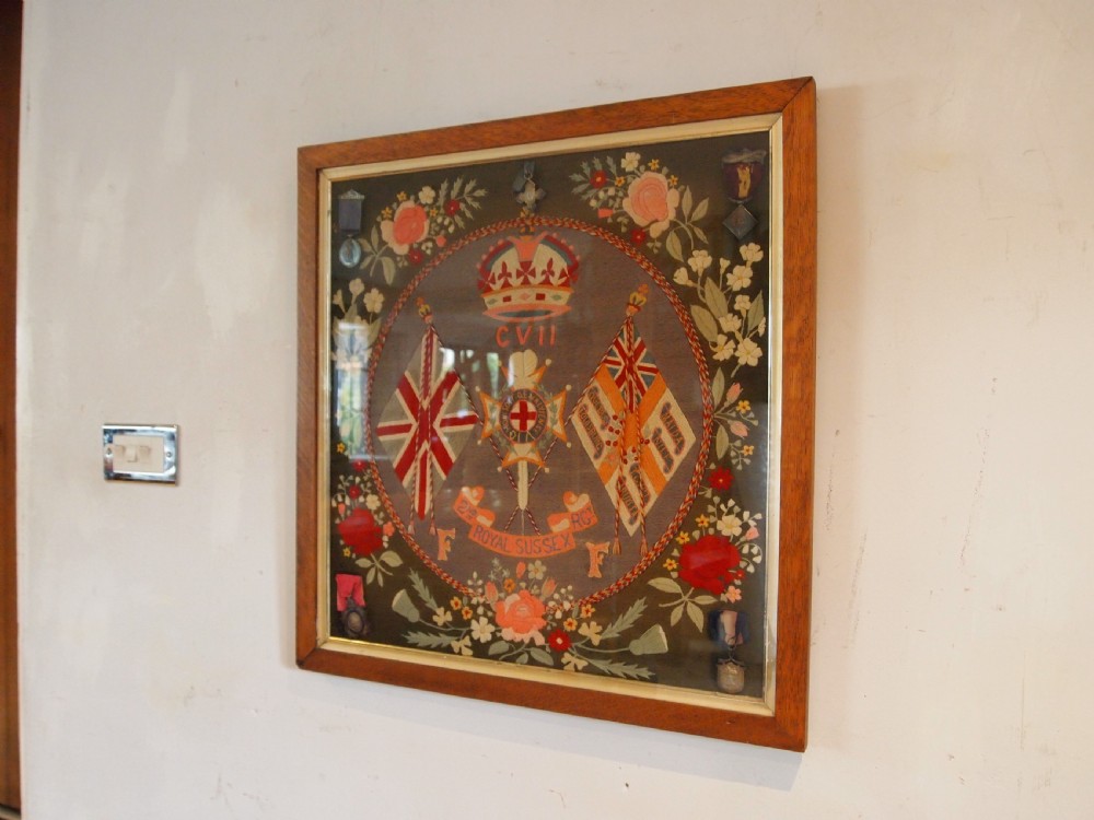 Fine wool work Victorian Sussex reg sampler c1890 View IV