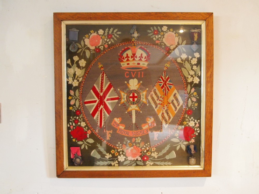 Fine wool work Victorian Sussex reg sampler c1890 View VII