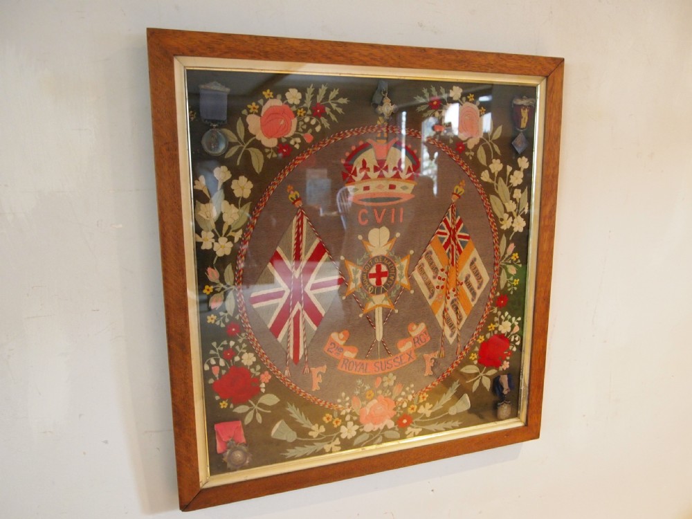 Fine wool work Victorian Sussex reg sampler c1890 View IX