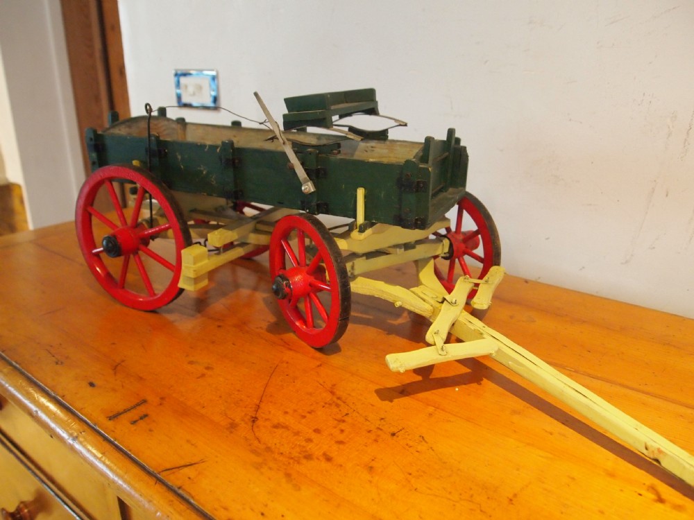 Scratch built farm wagon or dray model miniature c1920 View II