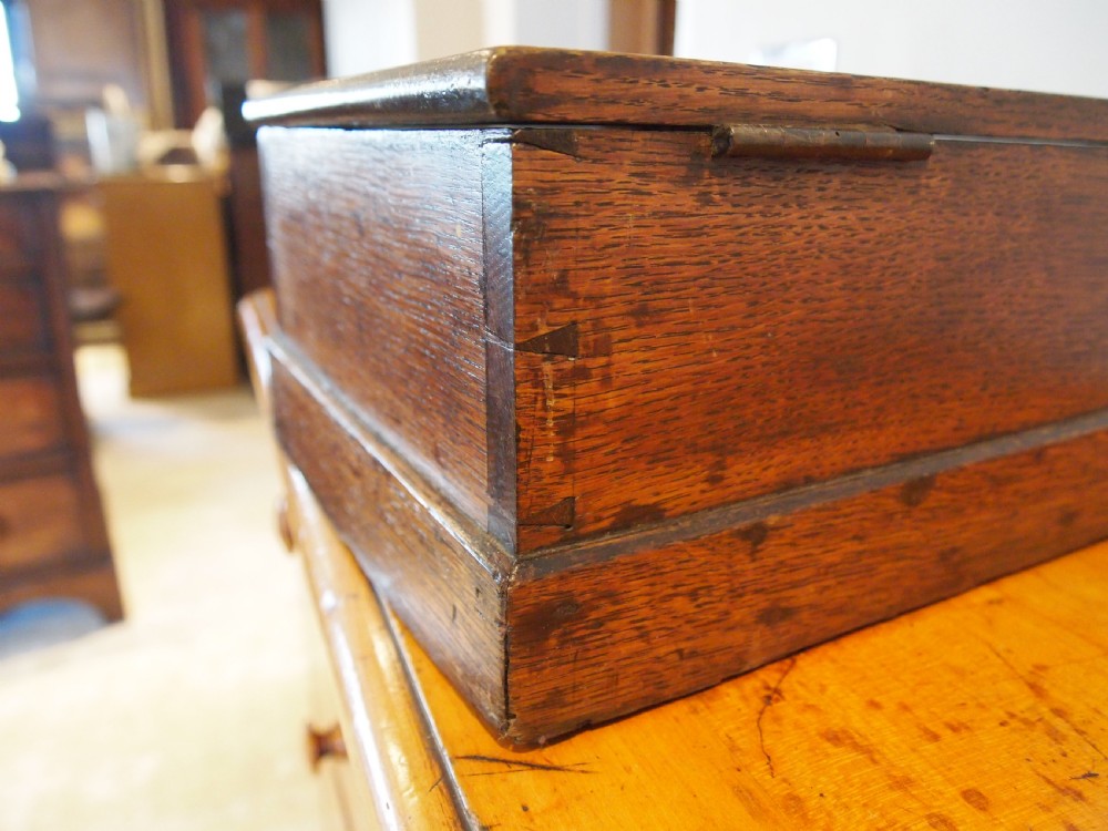 Box George III Oak deed box c1770 View II