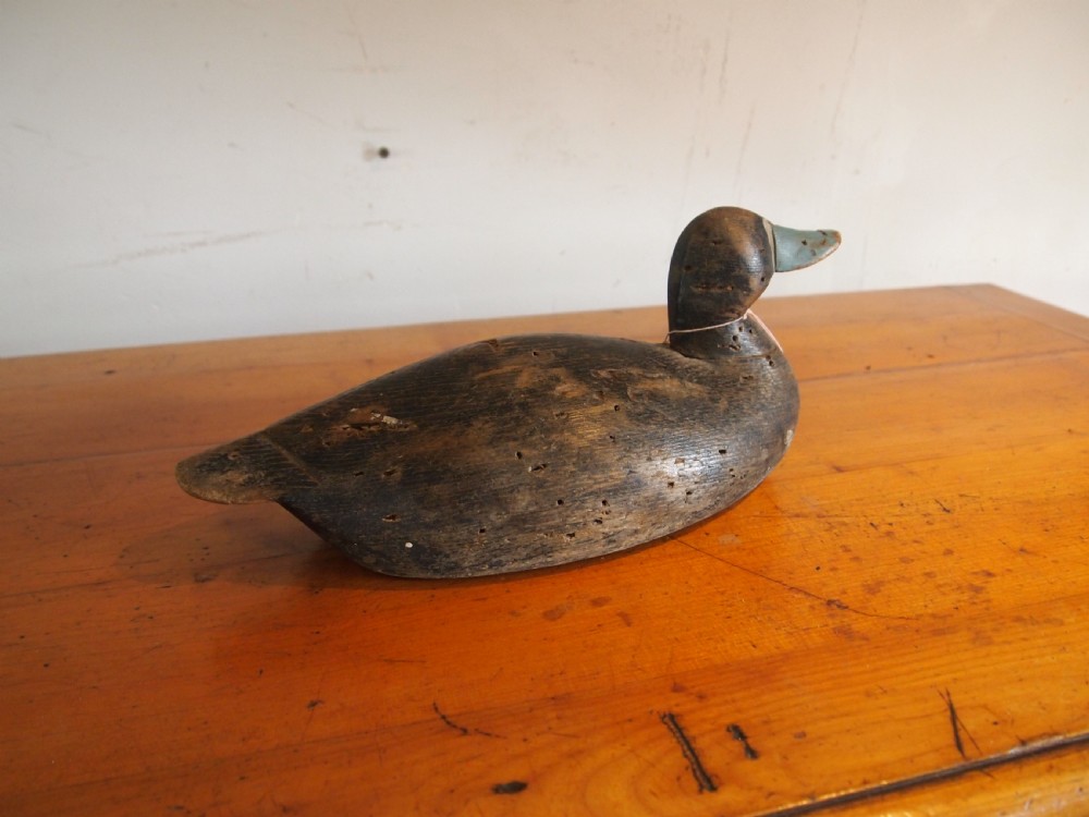 Decoy duck Edwardian Bluebill treen folk art c1900 View VI