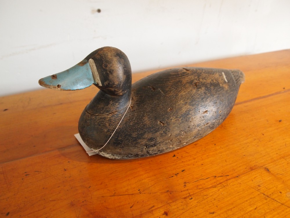 Decoy duck Edwardian Bluebill treen folk art c1900 View IX