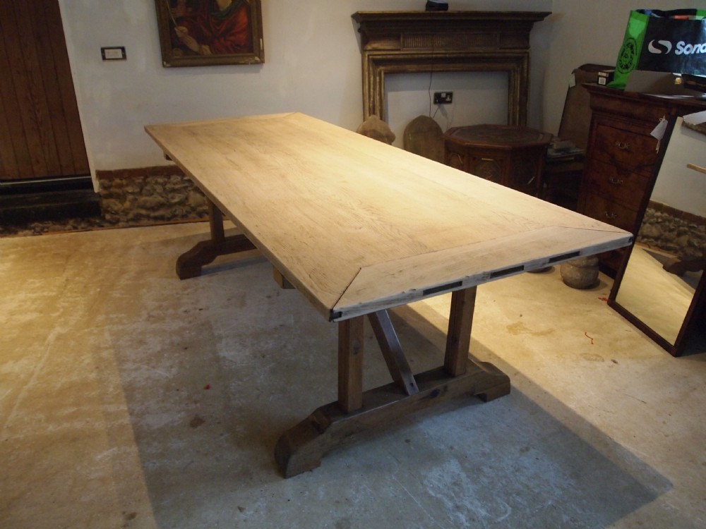 Table French Oak refectory Monastic farmhouse Edwardian c1900 View II