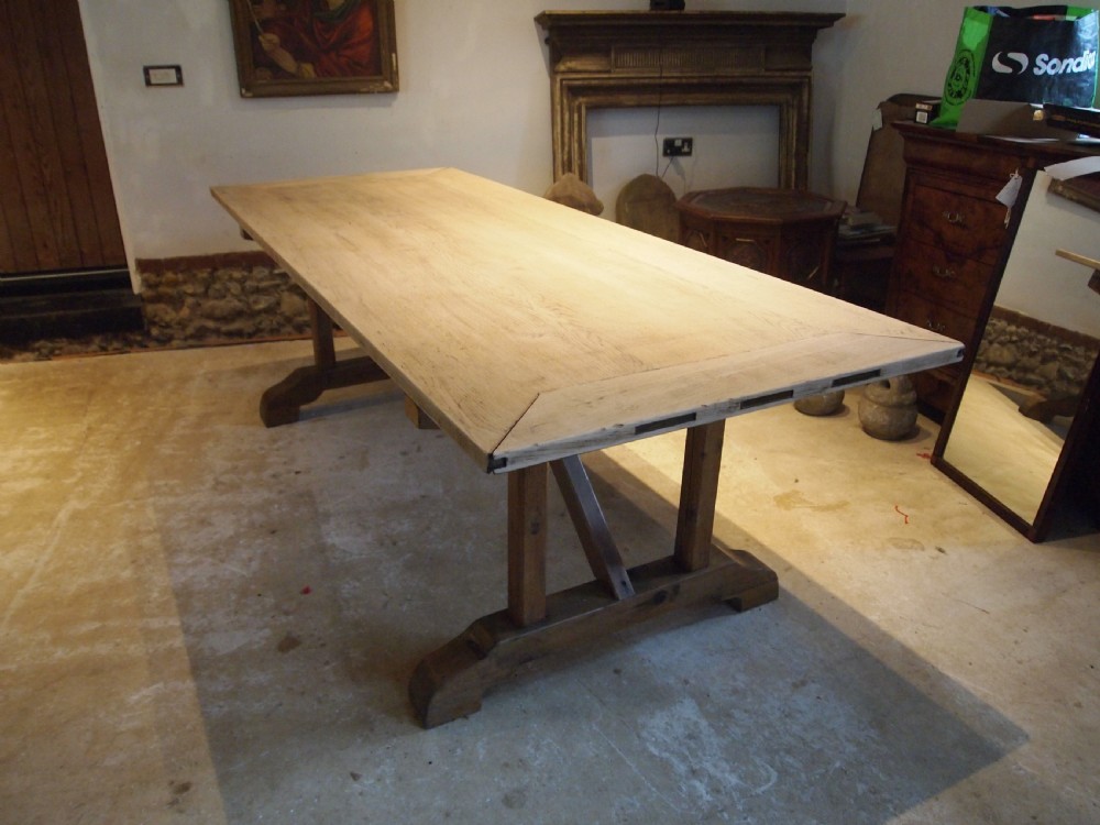 Table French Oak refectory Monastic farmhouse Edwardian c1900 View VIII