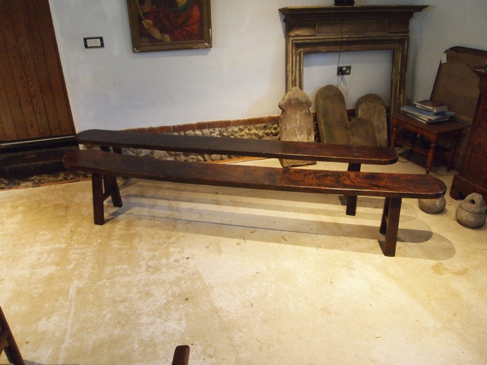 Bench settle pew pair of French Chestnut Victorian c1890