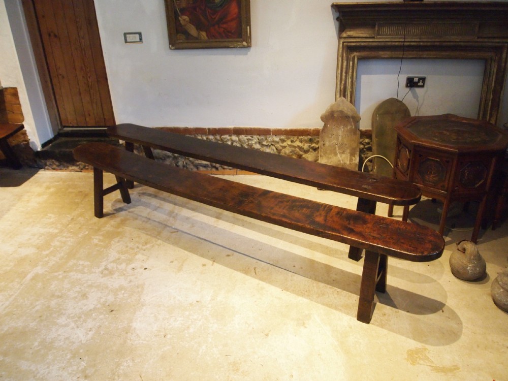 Bench settle pew pair of French Chestnut Victorian c1890 View III